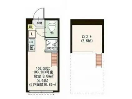 ハーモニーテラス小豆沢II(ワンルーム/1階)の間取り写真