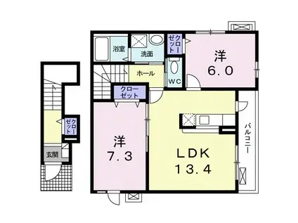 PLUM(2LDK/2階)の間取り写真