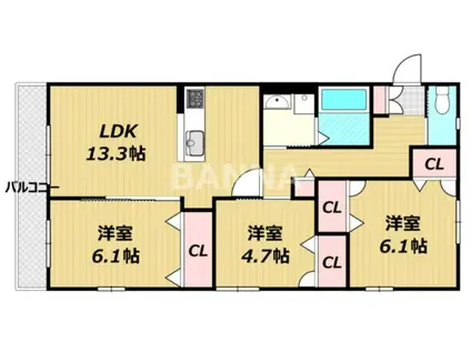 エアフォルクV(3LDK/2階)の間取り写真