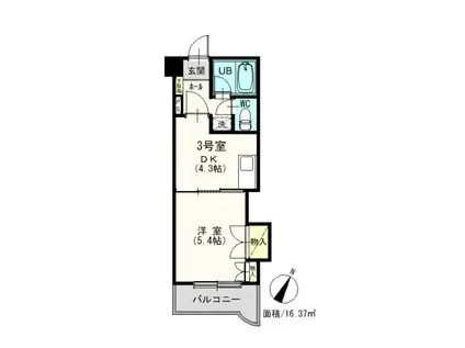 オリエントレジデンス(1DK/2階)の間取り写真