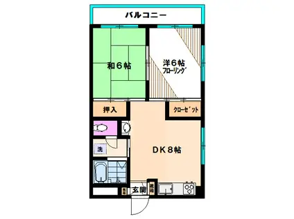 マーバラス東嶺(2DK/2階)の間取り写真