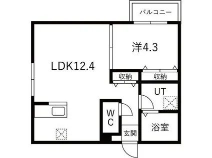 道徳テラス(1LDK/1階)の間取り写真