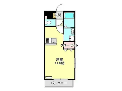 ビカーボ(ワンルーム/1階)の間取り写真