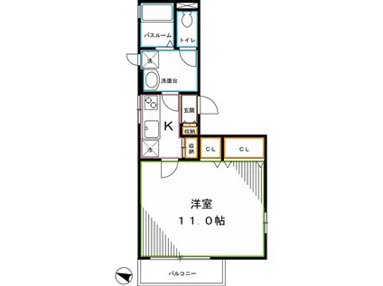 FLAT・GRAND・MA北新宿(1K/2階)の間取り写真