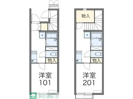 レオネクストツインコートI(1K/1階)の間取り写真