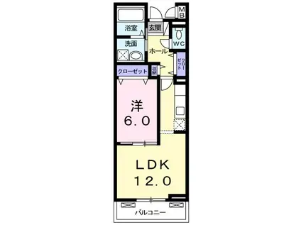 ヴィルヌーブ堺II(1LDK/3階)の間取り写真