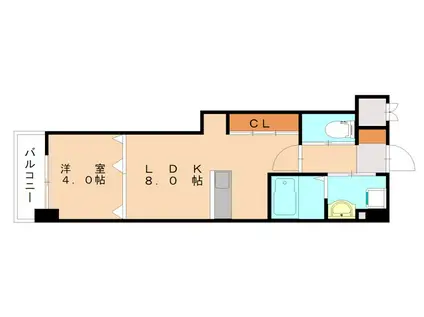 スマート到津(1LDK/12階)の間取り写真