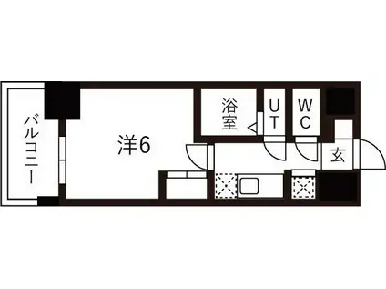 ワールドアイ大阪城イーストIII(1K/2階)の間取り写真