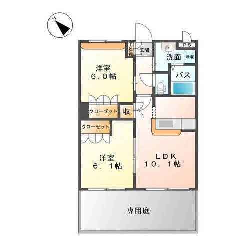アメニティハイムLR(2LDK/1階)の間取り写真