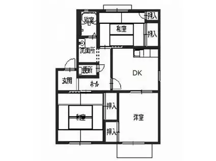 ハローハイツ(3DK/1階)の間取り写真