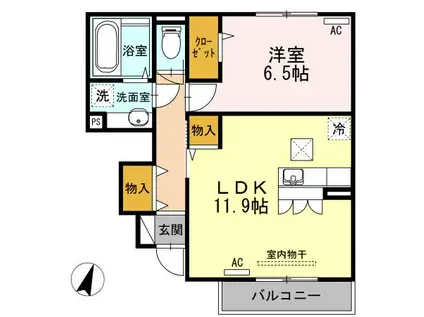 グランアルブル石神井公園(1LDK/1階)の間取り写真