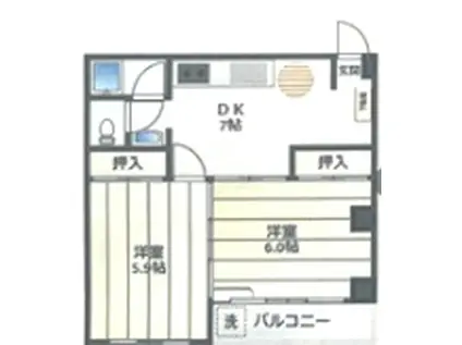 コーポ坂本(2DK/2階)の間取り写真