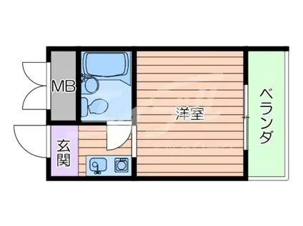 ヒノキマンション(1K/2階)の間取り写真