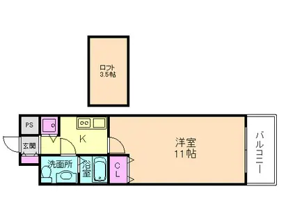 セレブコート梅田(1K/8階)の間取り写真
