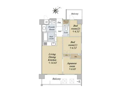 エイジングコート淀城公園(3LDK/10階)の間取り写真