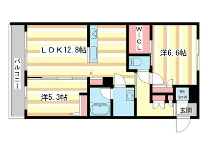 シャーメゾンレジデンスあすか(2LDK/2階)の間取り写真