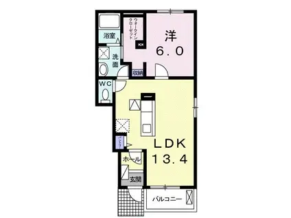 クラール名東イースト B(1LDK/1階)の間取り写真