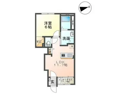 サクシードつばさ(1LDK/1階)の間取り写真