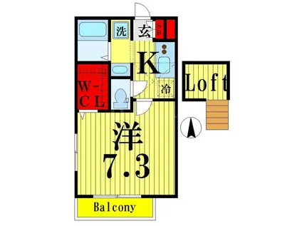 GALA梅島(1K/2階)の間取り写真
