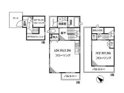 ハウス・ブラウニー(1SLDK/2階)の間取り写真