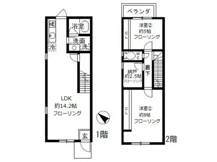 ストアハウス2(2SLDK/1階)の間取り写真