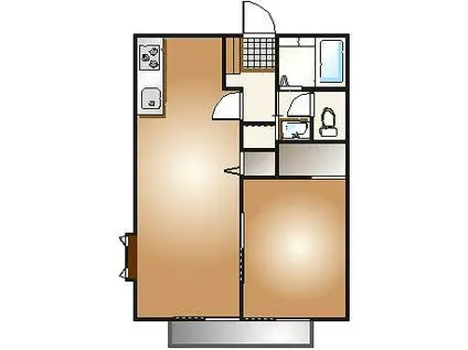 サンガーデン都賀(1LDK/2階)の間取り写真