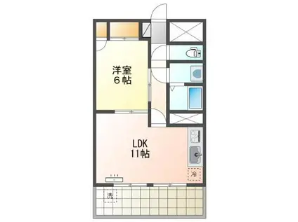 シャトレ北山(1LDK/5階)の間取り写真