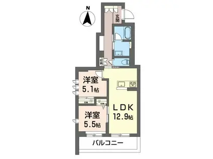 レプス 光ヶ丘(2LDK/2階)の間取り写真