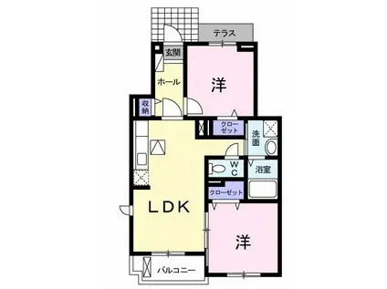 ベルエクラ(2LDK/1階)の間取り写真