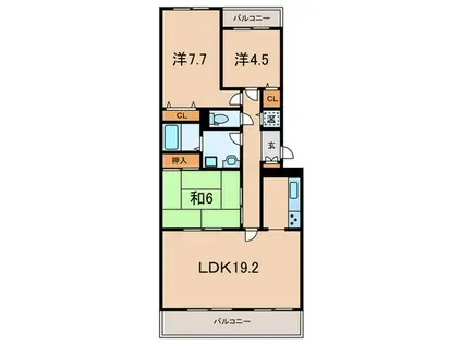サニーハウス岡本(3LDK/2階)の間取り写真