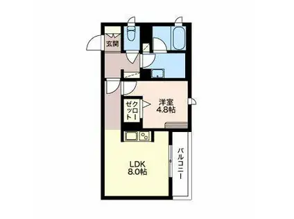 エルビエント(1LDK/3階)の間取り写真