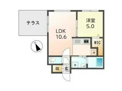 カーサ琴似(1LDK/1階)の間取り写真