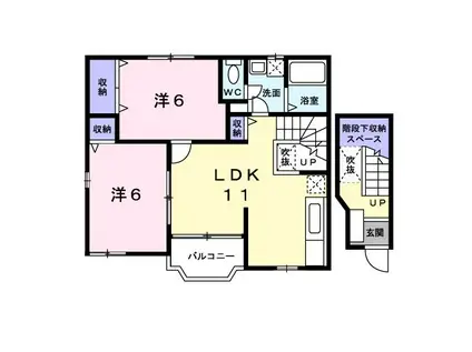 セイバリーコートII(2LDK/2階)の間取り写真