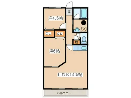 CASAオクムラ(2LDK/6階)の間取り写真