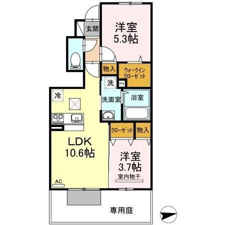 パイングローブ井戸(2LDK/1階)の間取り写真
