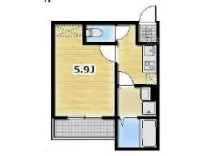 アンビシオン新田(1K/2階)の間取り写真
