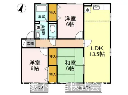 セジュール久山台(3LDK/1階)の間取り写真
