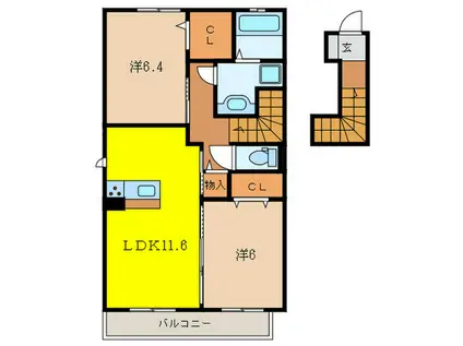 FRAISE COURT(2LDK/2階)の間取り写真