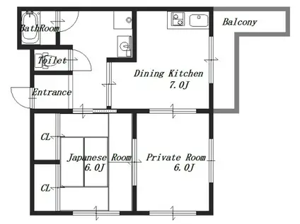 ヒルズコート(2DK/2階)の間取り写真