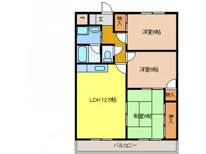 アンビエンテ(3LDK/1階)の間取り写真