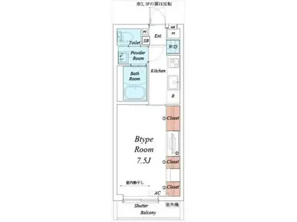 リブリ・エスポワール松戸(1K/1階)の間取り写真