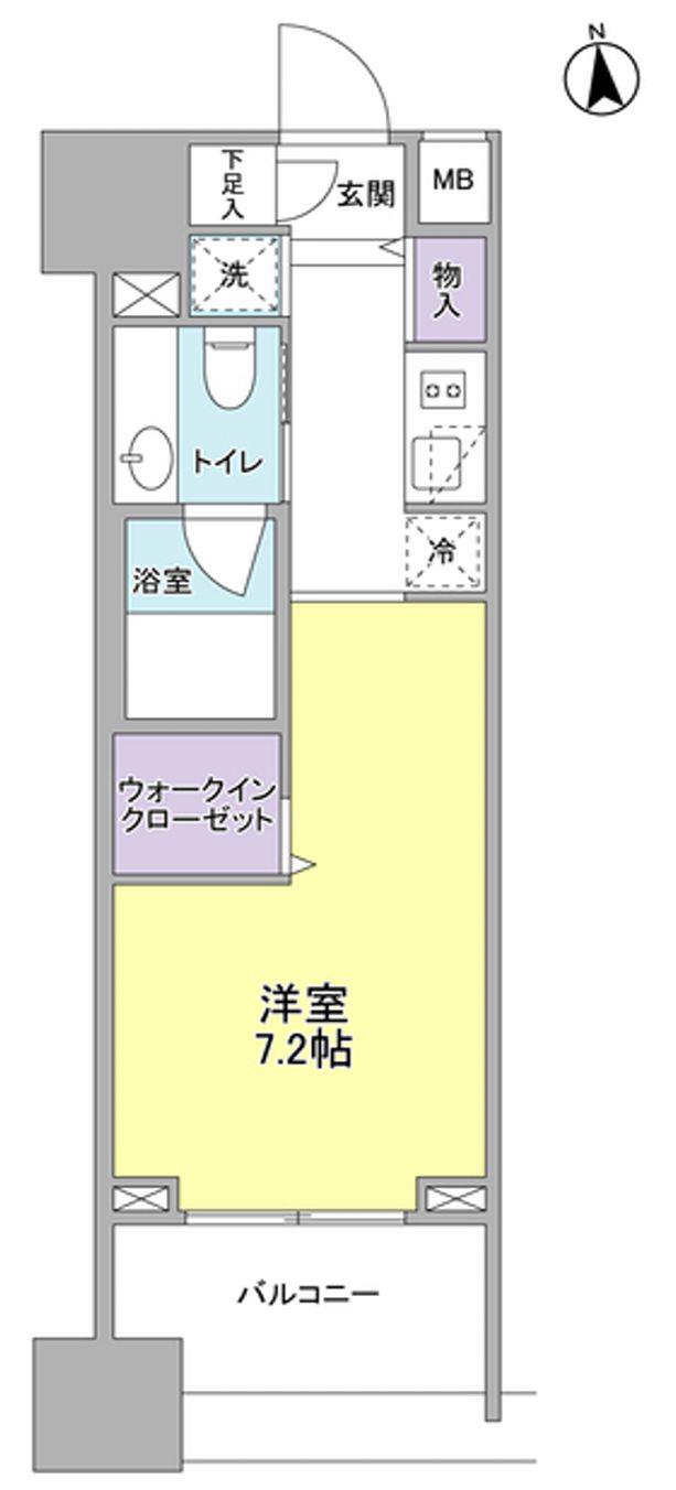 パークフラッツ中目黒(ワンルーム/4階)の間取り写真