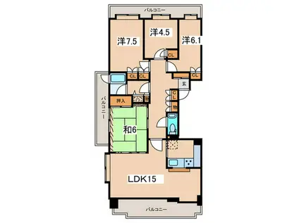 サンステージ緑園都市東の街5番館(4LDK/9階)の間取り写真