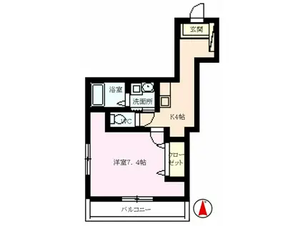クラシオンM(1K/2階)の間取り写真