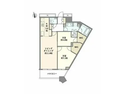 勝どき ザ・タワー(2LDK/30階)の間取り写真