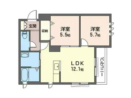 らむずいあ(2LDK/1階)の間取り写真