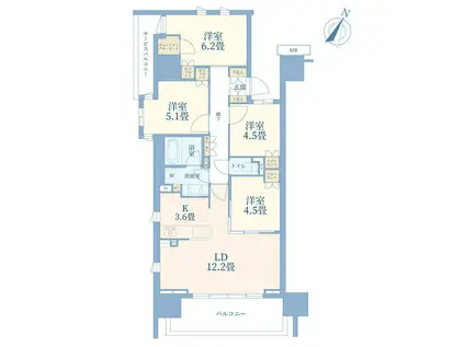 SHINTO CITY F棟(4LDK/15階)の間取り写真