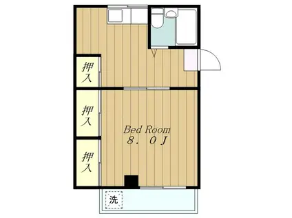 手島コーポ(1DK/3階)の間取り写真