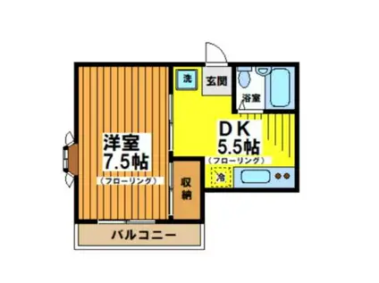 メゾンウエルストンIV(1DK/2階)の間取り写真