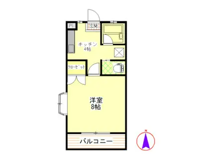 サミットハイツB(1DK/1階)の間取り写真